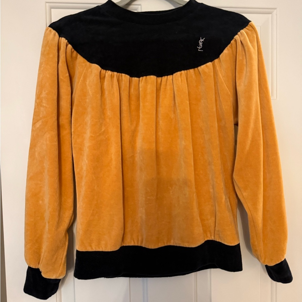 YSL Black and Gold Velvet Top